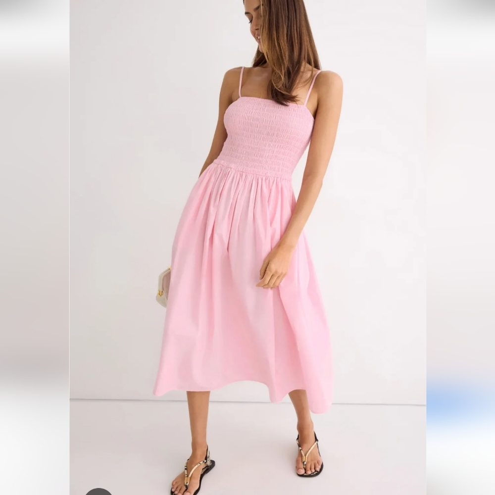Ciao Lucia Mael Pink Smocked Cotton Midi Dress Size S